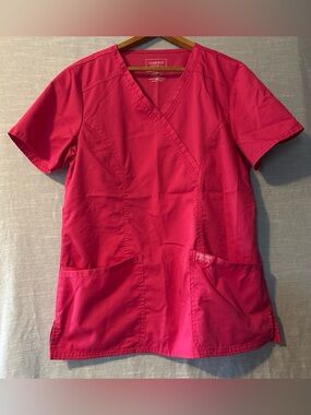 Cherokee Scrub Top Pullover V-Neck Short Sleeve Pink Women’s Sz S